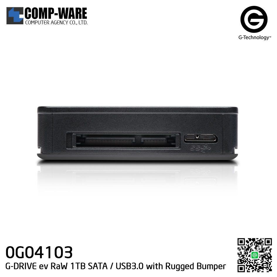 G-Technology G-DRIVE ev RaW 1TB 5400RPM SATA / USB3.0 Portable Hard Drive with Rugged Bumper - 0G04103
