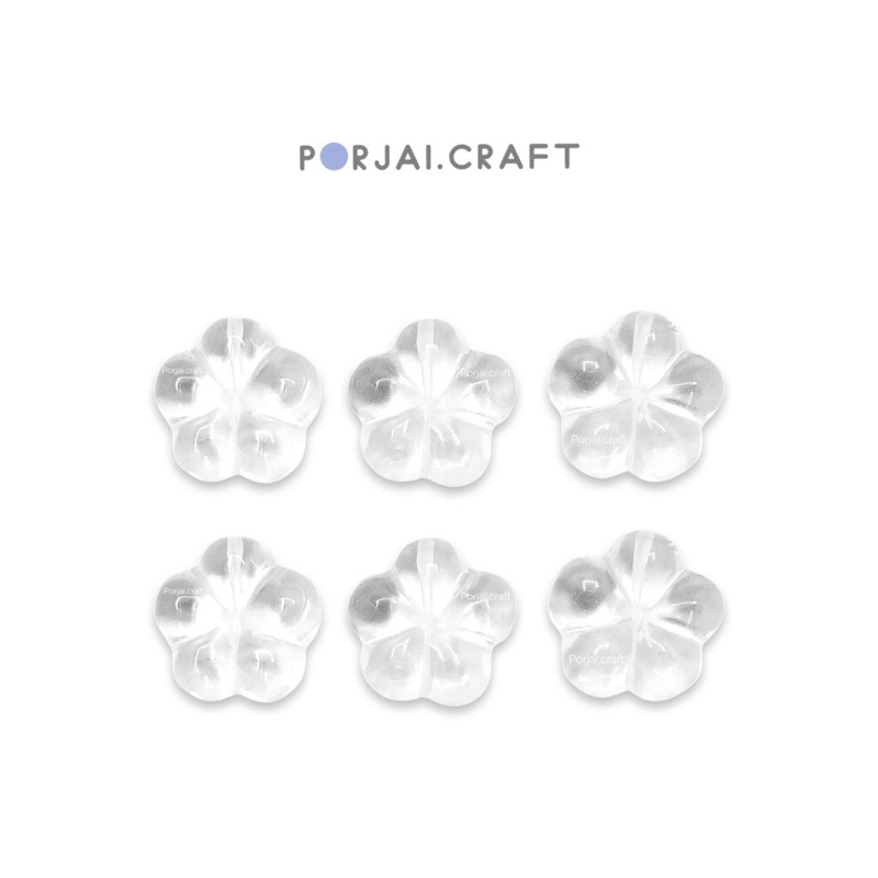 Clear Quartz Flower Bead ลูกปัดดอกไม้ควอตซ์ใส 12mm