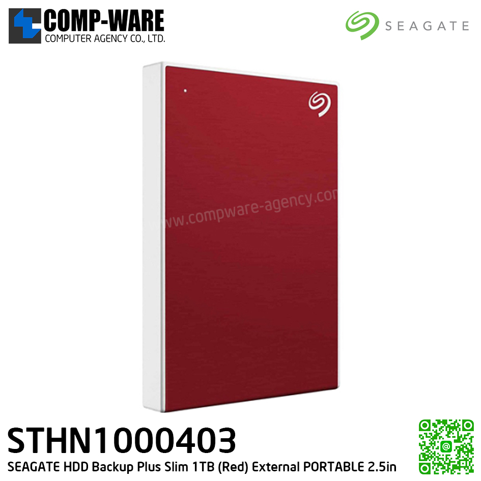 SEAGATE HDD Backup Plus Slim 1TB (Red) External HDD PORTABLE 2.5" - STHN1000403