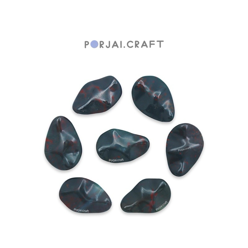 Waved Oval Indian Blood Stone Bead ลูกปัดอินเดียนบลัดสโตน 31mm
