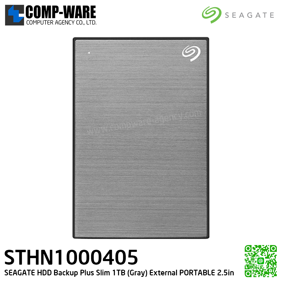 SEAGATE HDD Backup Plus Slim 1TB (Gray) External HDD PORTABLE 2.5" - STHN1000405