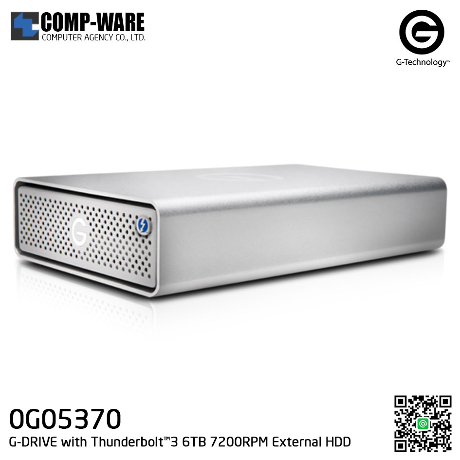 G-Technology G-DRIVE with Thunderbolt™3 6TB 7200RPM External Hard Drive Silver - 0G05370