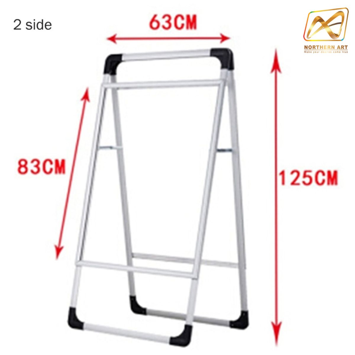 ป้ายตั้งพื้น อะลูมิเนียม มีด้ามจับ (W) 63 X (L) 83 X (H) 125 cm.โชว์งานพิมพ์ 2 ด้าน พับเก็บได้ เคลื่อนย้ายสะดวก