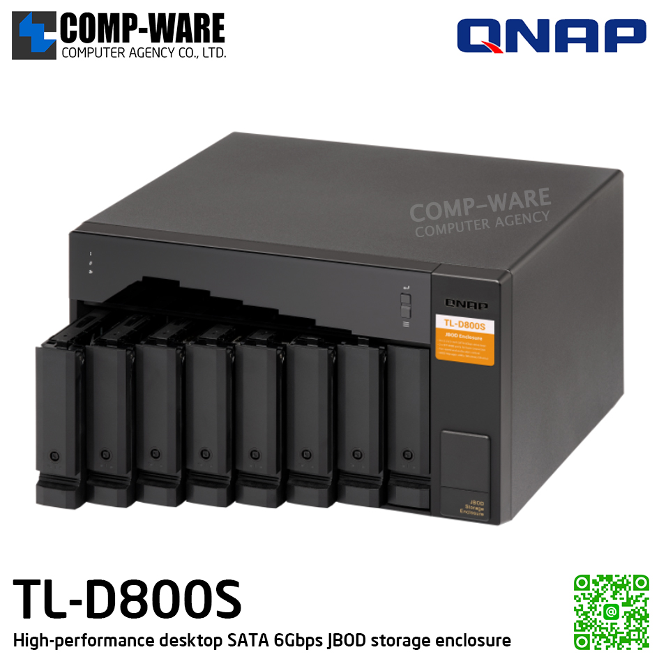 QNAP (Tower 8-Bay) TL-D800S / 8 x 2.5"/3.5" SATA 6Gbps / Single PSU / 2Y Warranty / No HDD - Expansion Enclosure
