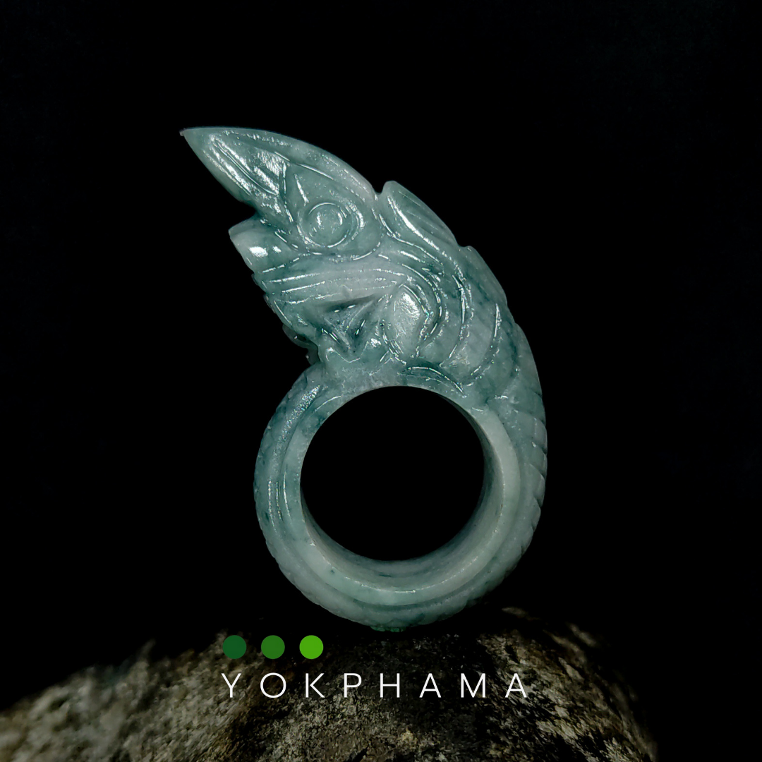 [00166]แหวนหยกพญานาค สีฟ้า Blue