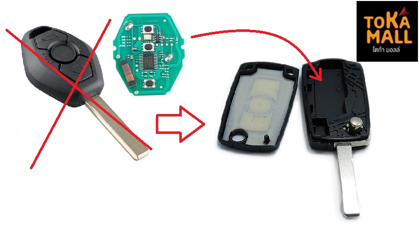 กรอบกุญแจ BMW แบบพับ