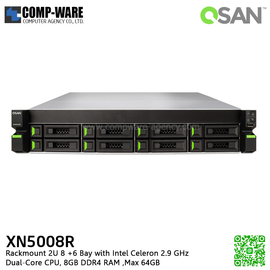QSAN (8+6 Bays) XCubeNAS XN5008R (8GB RAM) Rackmount 2U NAS Storage , No HDD