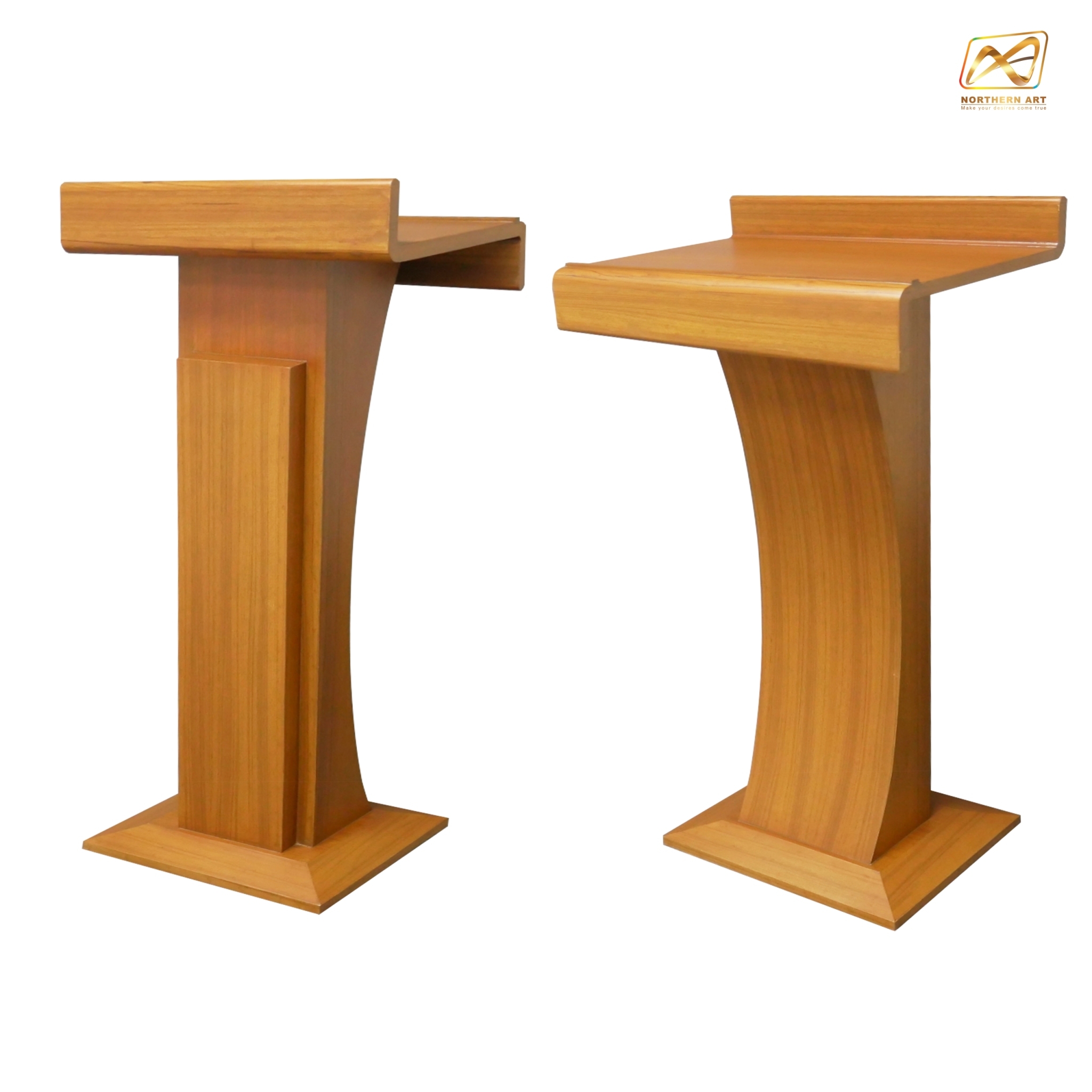 โพเดียมไม้ สีสัก ทรงโมเดิร์น TOPตรง ขนาด (W)55.5 x (L)42 cm. สูง 111 cm.