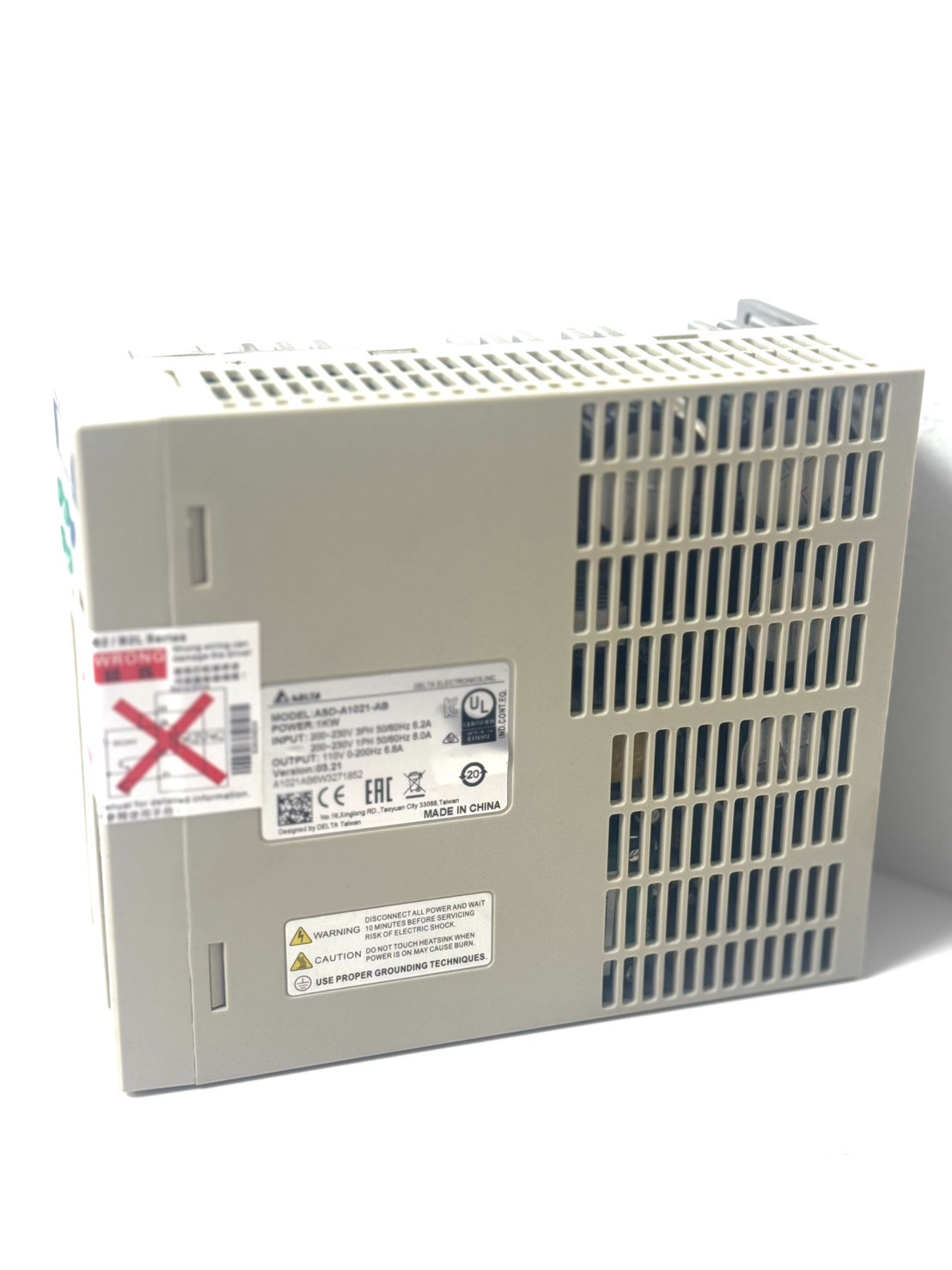 Delta AC Servo Drive ASD-A1021-AB 1kW 220V 1-Phase , encoder resolution 2500ppr
