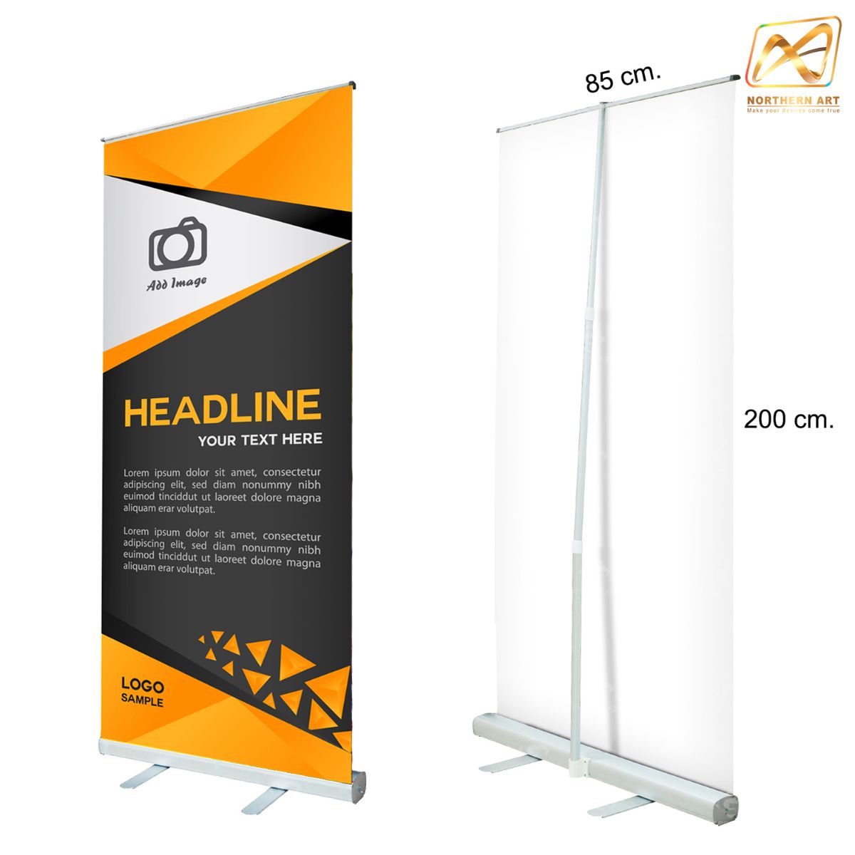 ROLL UP GRADE A โรลอัพ ขนาด 85x200 ซม.โครงสร้างอะลูมิเนียมอย่างดี แข็งแรง ทนทาน ม้วนเก็บได้ พกพาสะดวก