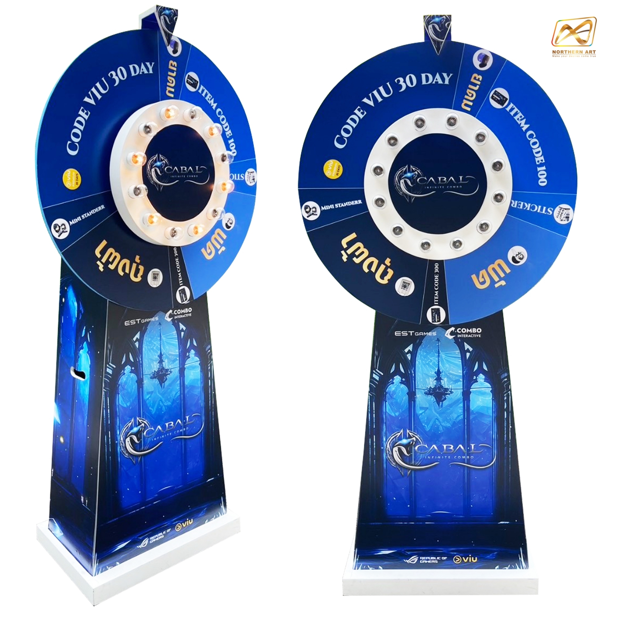 เช่าเกมส์วงล้อ รุ่นไฟกระพริบ ขนาดวงล้อ 80 ซม. สูง 168 ซม.( ราคาเช่าพร้อมสติ๊กเกอร์)