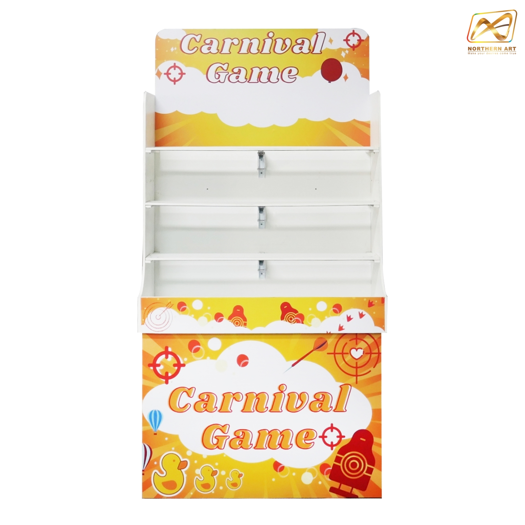 เช่าเกมส์ปาตุ๊กตา ขนาดโครง (W) 90 x (L)50 x (H)176 cm. พร้อมตุ๊กตา 18 ตัว และบอลโฟม 12 ลูก