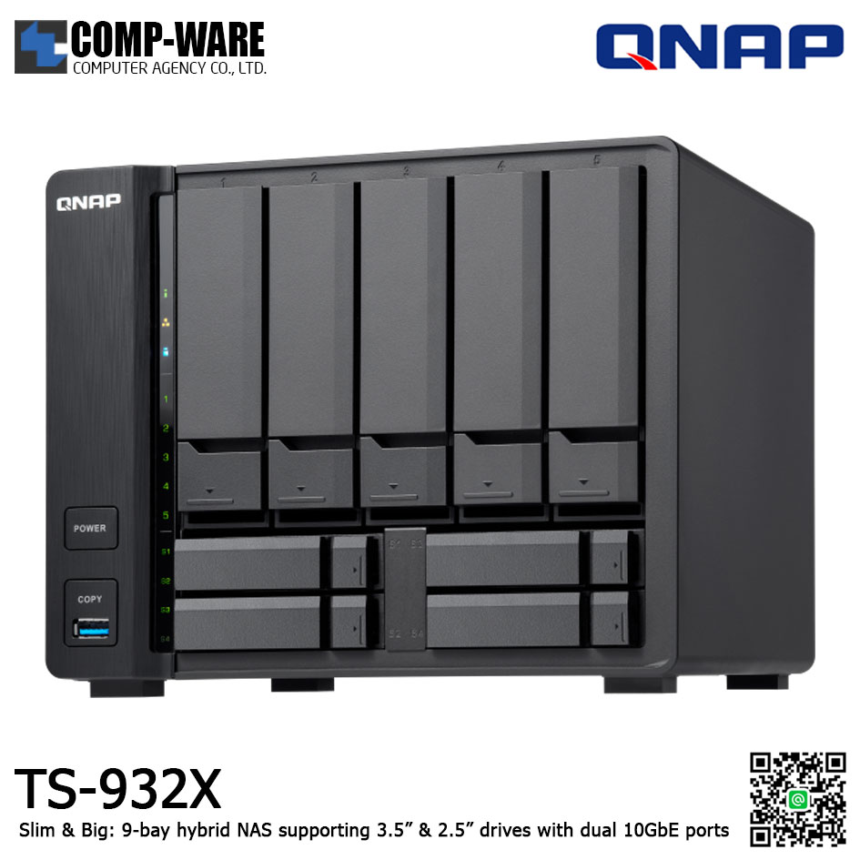 QNAP NAS (9-Bay) TS-932X (8GB RAM up to 16GB) Annapurna Labs Alpine AL-324 1.7GHz Quad Core , No HDD