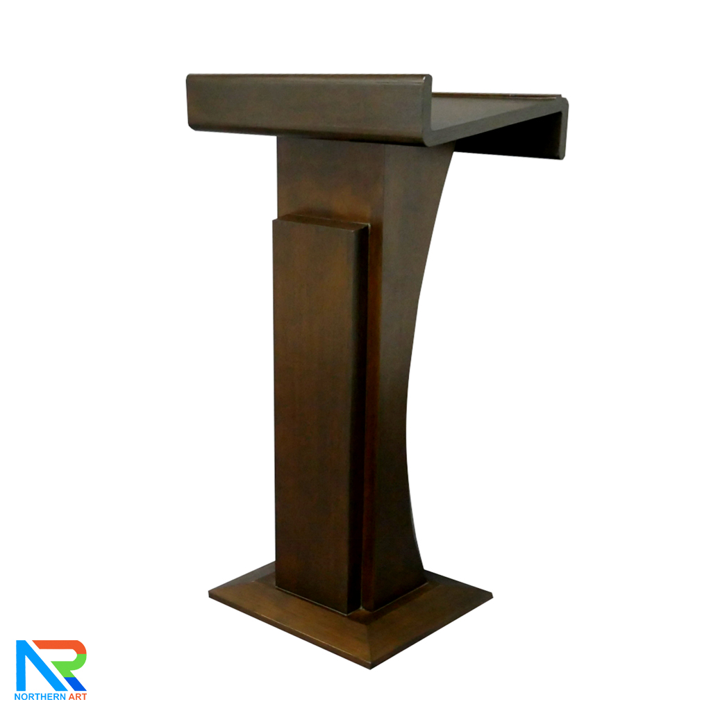 โพเดียมไม้ สีโอ๊ค ทรงโมเดิร์น TOPตรง ขนาด (W)55.5 x (L)42 cm. สูง 111 cm.