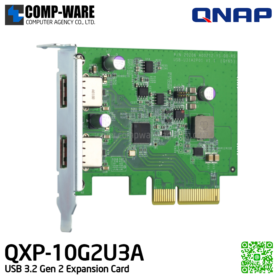 QNAP QXP-10G2U3A USB3.2 PCIe Card Dual-port USB3.2 Gen2 10Gbps PCIe gen2x2 - Spare Part