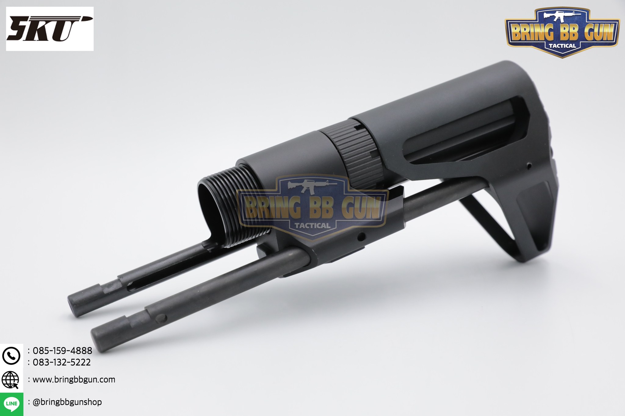 พานท้าย PDW RETRACTABLE ยี่ห้อ 5KU (พานท้าย PDW สำหรับปืนระบบแก็สที่มีลุกบัฟเฟอร์-สปริงบัฟเฟอร์)