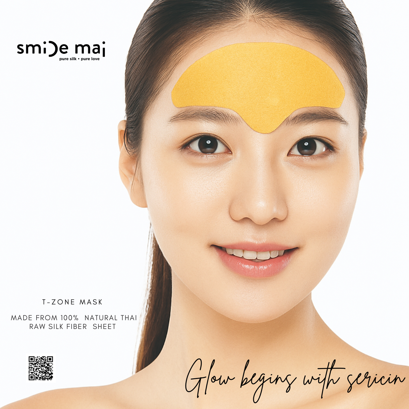 Travel set 10pcs. 100% Biodegradable Natural Thai Golden Raw Silk T-ZONE MASK - แผ่นมาส์กหน้าผากใยไหมธรรมชาติ 100% (10ชิ้น)