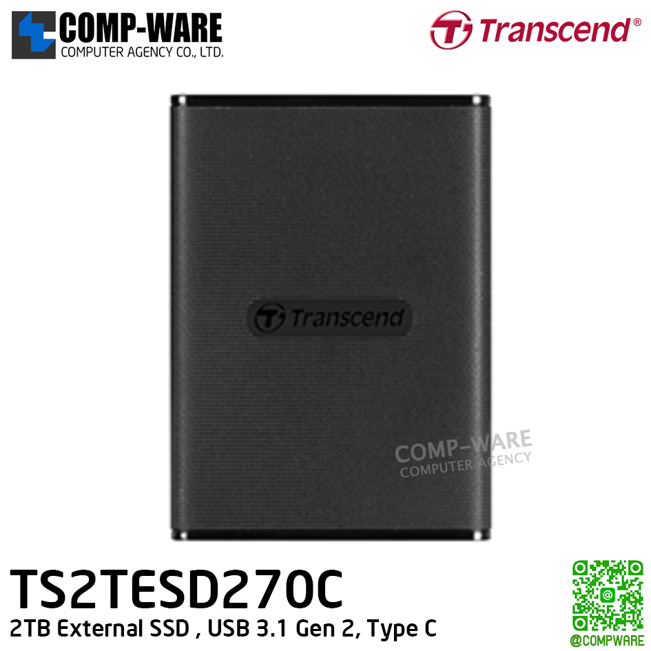 Transcend ESD270C 2TB External SSD , USB 3.1 Gen 2, Type C , TS2TESD270C - 3Y Warranty - Portable SSD