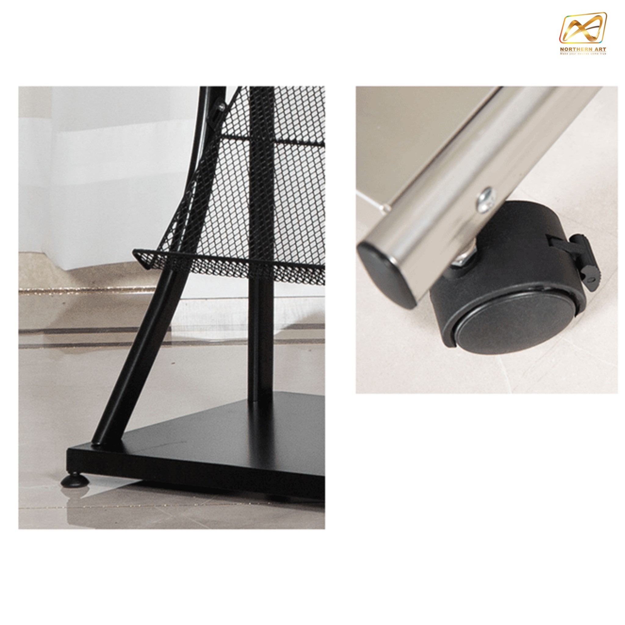 ชั้นวางโบรชัวร์เหล็ก 3 ชั้น สีดำ ขนาด (W)50 X (D)31 X (H)135 cm. ถอดประกอบได้