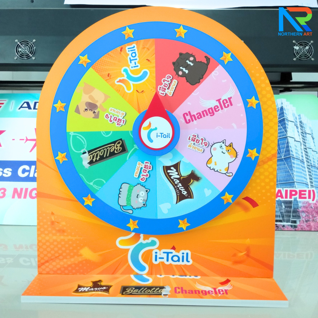 เกมส์วงล้อตั้งโต๊ะ ขนาด (W)58 x (D)20 x (H)65 ซม. วัสดุไม้MDF ปิดผิวเมลามีนสีขาว และ พลาสวูด