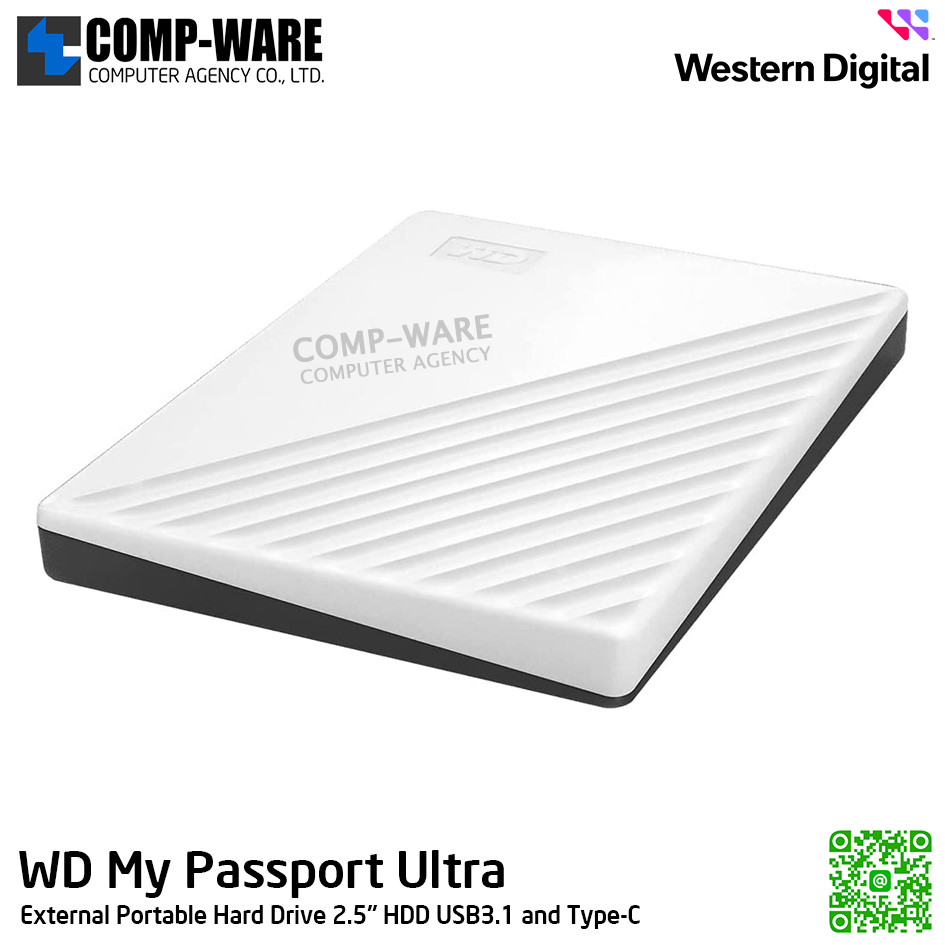 WD 5TB My Passport External Portable Hard Drive 2.5" HDD USB3.0 (White) WDBPKJ0050BWT-WESN รับประกัน 3 ปี