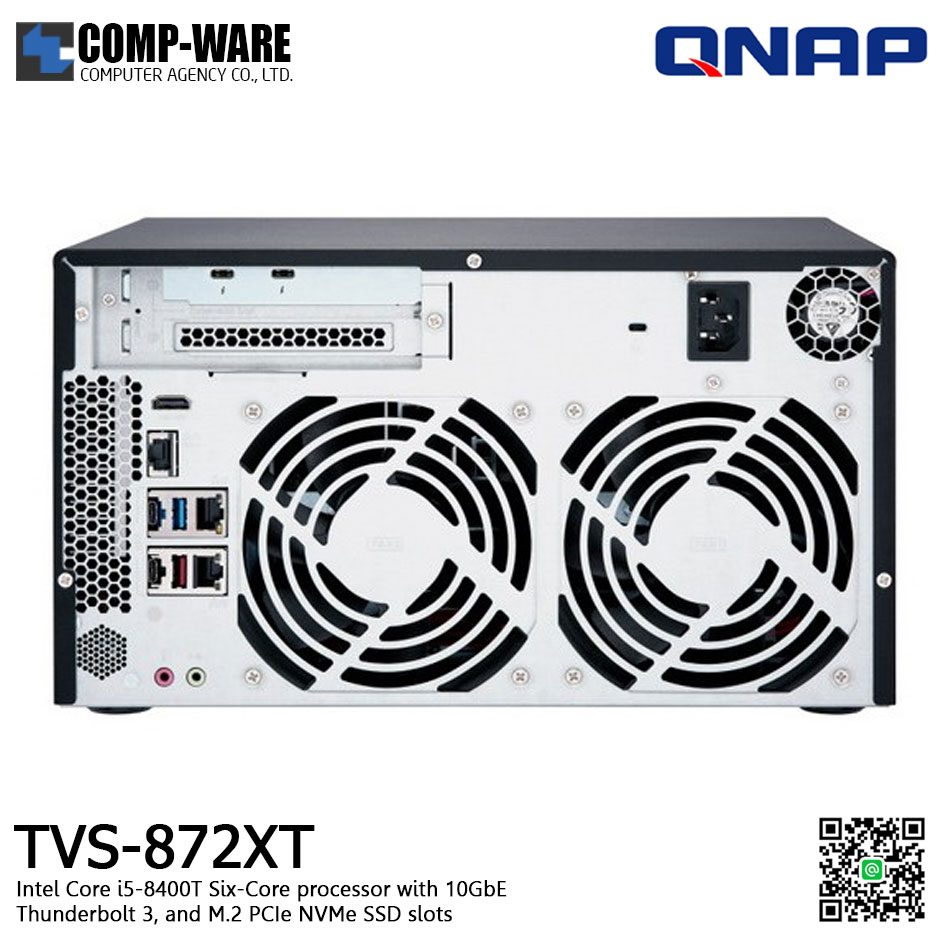 QNAP NAS (8-Bay) TVS-872XT Core i5-8400T(16GB RAM) Thunderbolt™3, M.2 SSD Slot, 10GbE TVS-872XT-i5-16G (No HDD) / 2Y Warranty