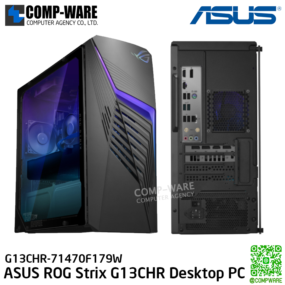 ASUS ROG Strix G13CHR Desktop PC / Intel Core i7-14700F 2.1GHz (33M Cache, 20 cores) / NVIDIA GeForce RTX™4060 DUAL 8GB GDDR6 / 16GB DDR5 U-DIMM *2 / 1TB M.2 2280 NVMe™ PCIe® 4.0 SSD / Windows 11 Home / G13CHR-71470F179W