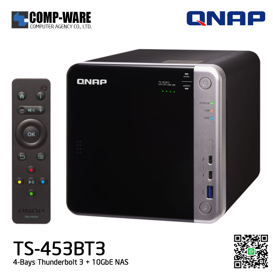 QNAP NAS (4-Bay) TS-453BT3 (8GB RAM) Thunderbolt 3 + 10GbE NAS