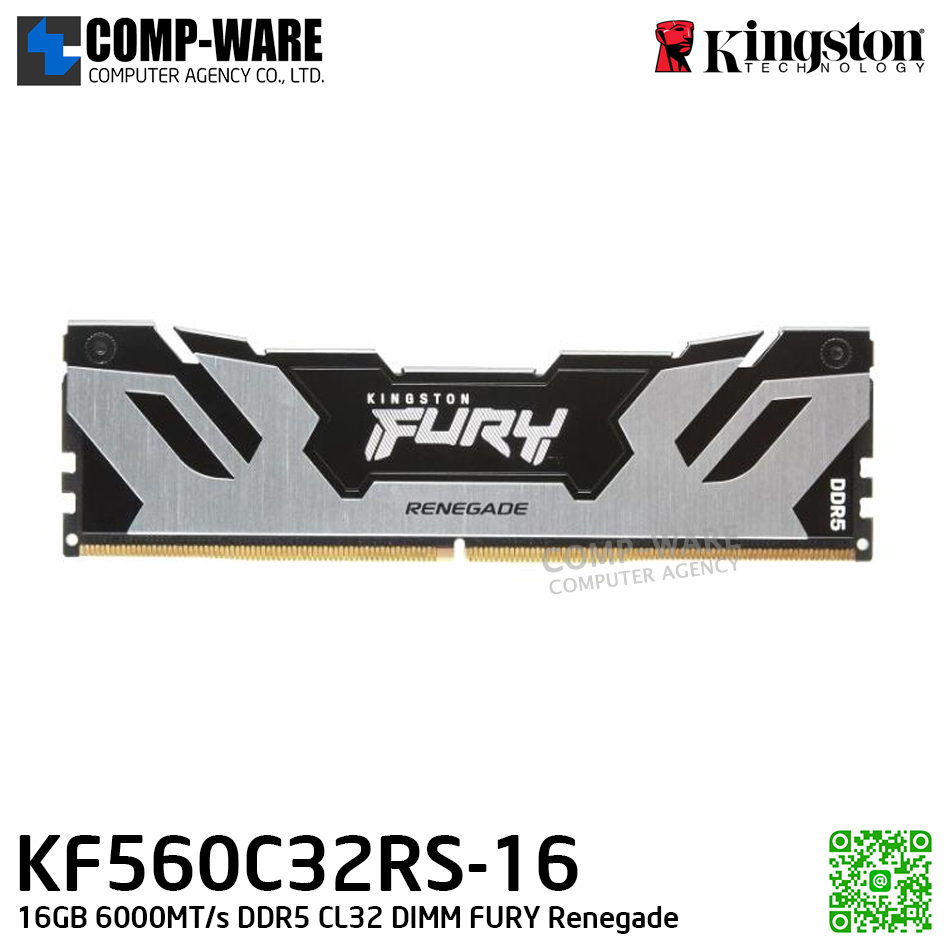 Kingston KF560C32RS-16 16GB 6000MT/s DDR5 CL32 DIMM FURY Renegade - Lifetime Warranty - Memory Module - RAM