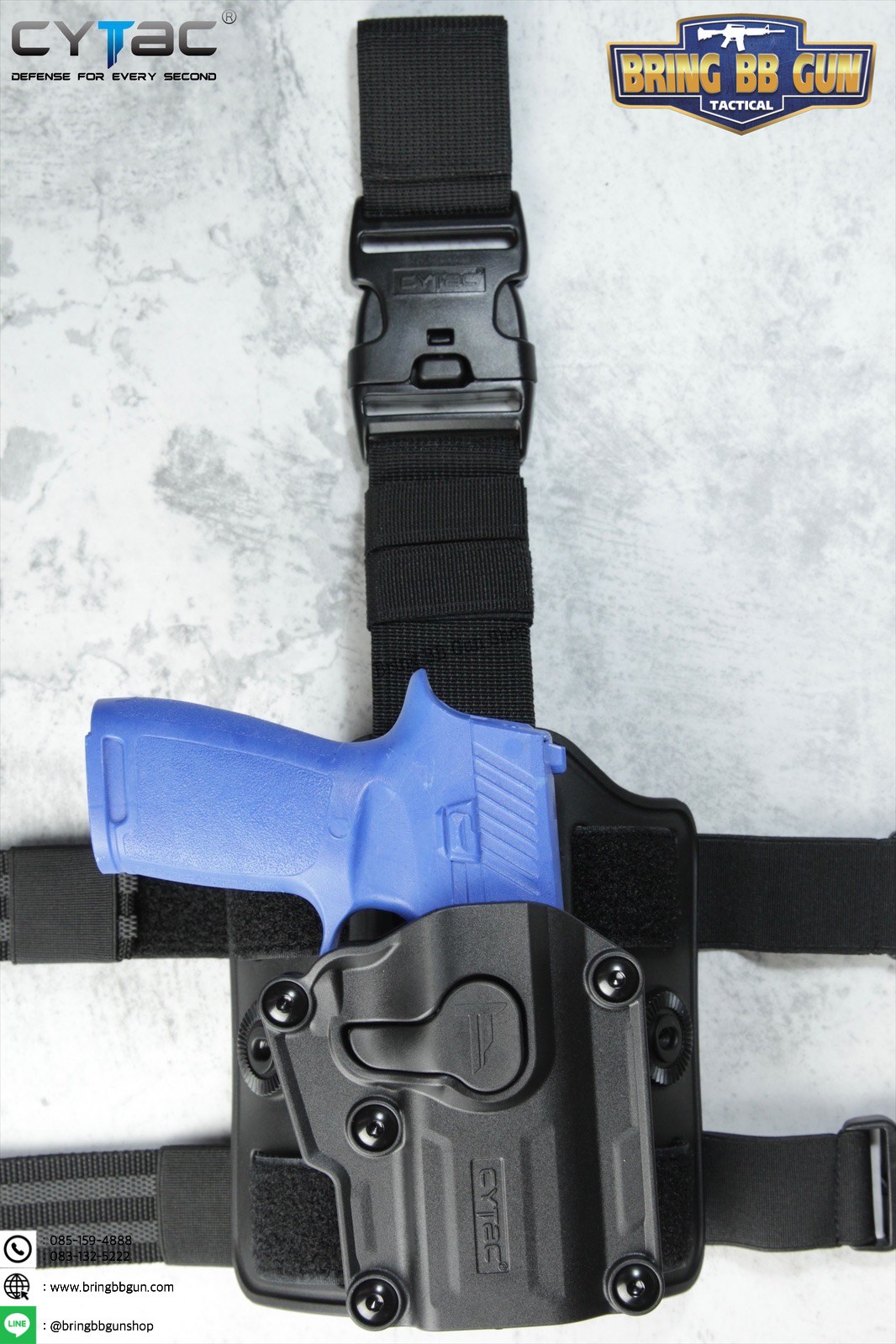 ซองปืนพกนอกปลดนิ้วชี้ Megafit + เพลทรัดต้นขา ยี่ห้อ Cytac (Mega-fit Universal Holster with Drop Leg Platform)