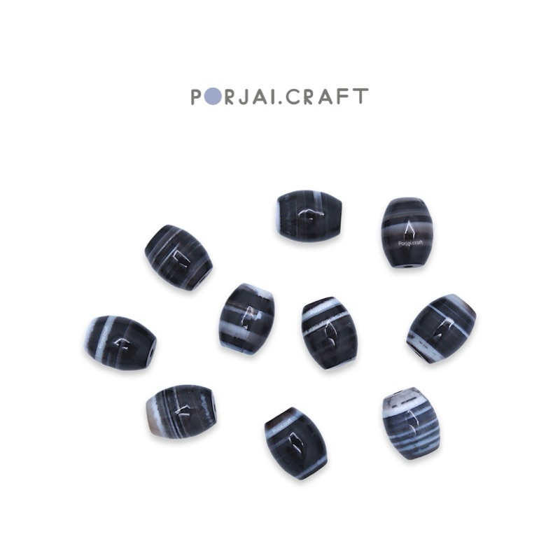 Tibetan Agate Barrel Bead ลูกปัดทิเบตอาเกต 13mm