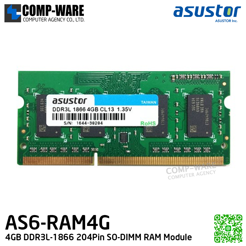 Asustor AS6-RAM4G 4GB DDR3L SODIMM RAM Module (3Y Warranty)