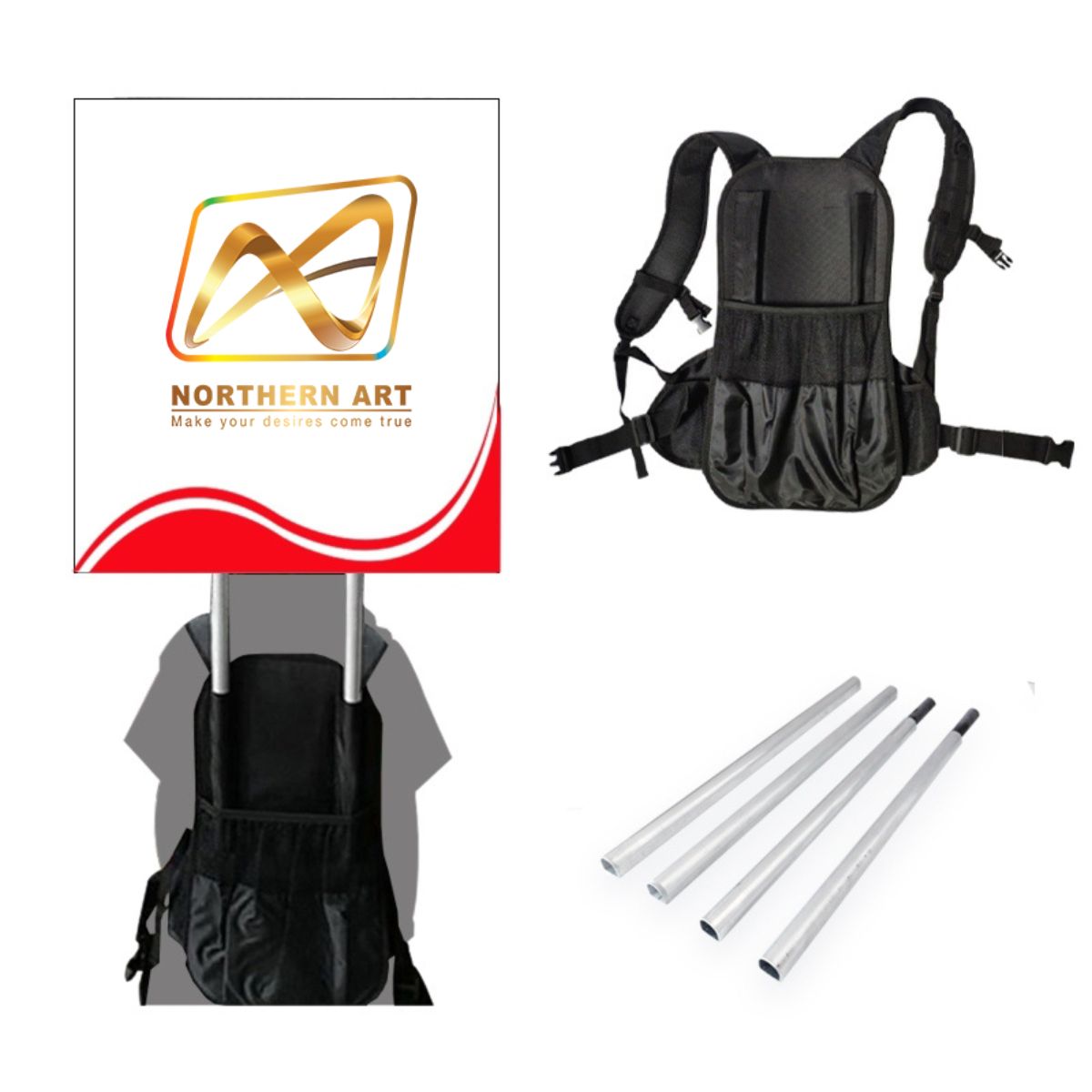เป้เดินทรูป 2 เสา Backpack Walking Banner เสาพร้อมเป้ สะพายสะดวก