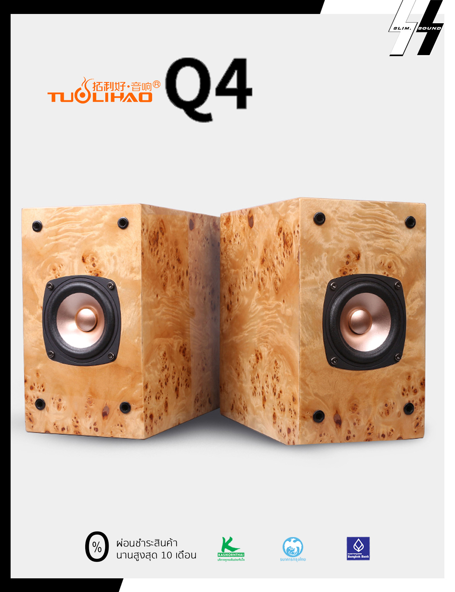 ลำโพง | Tuolihao - Q4 | full-range Japanese woofer HIFI-Monitor, Passive bookshelf speaker 89dB