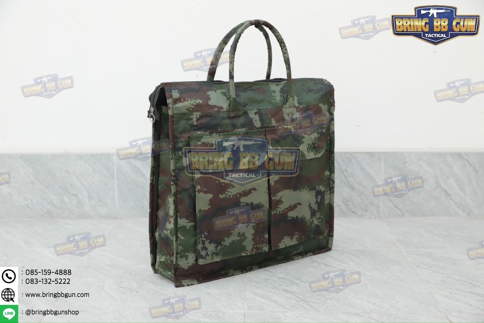 กระเป๋าถือทหาร (แบบซิปรอบ) กระเป๋าอเนกประสงค์ (ขยายข้างได้)