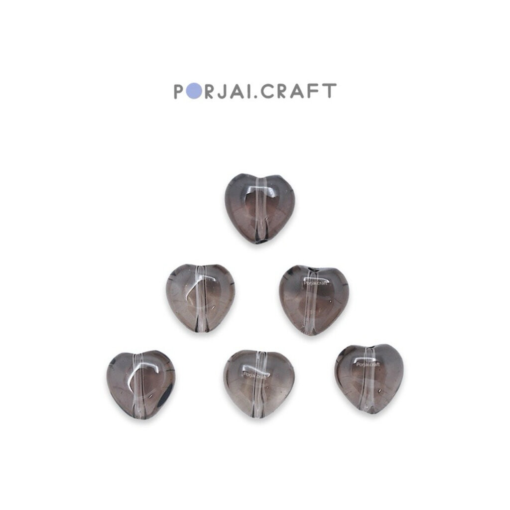 Smoky Quartz Heart Bead ลูกปัดหัวใจสโมคกี้ควอตซ์ 8mm