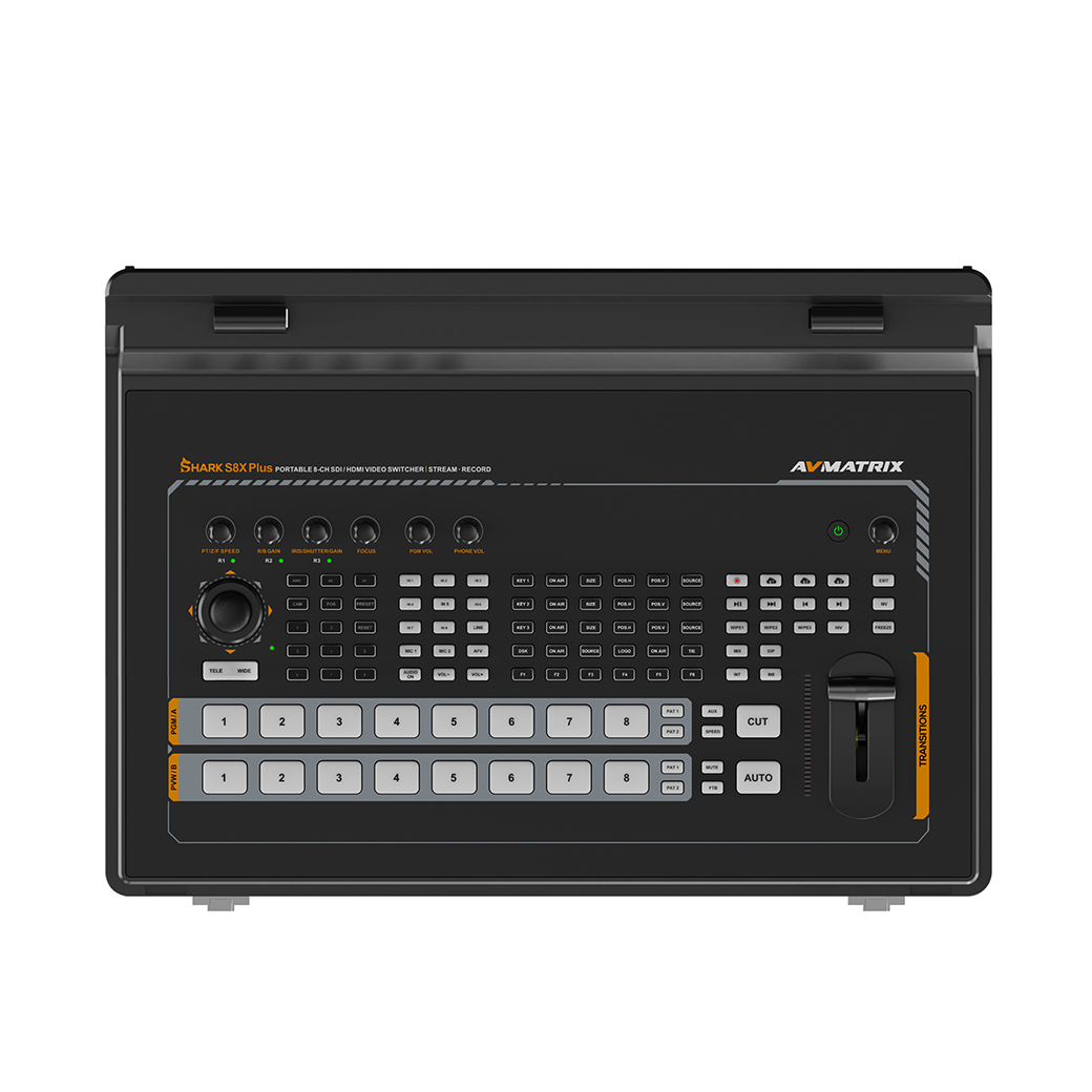 AVMATRIX SHARK S8X PLUS วิดีโอสวิตเชอร์ แบบพกพา 8 ช่องสัญญาณพร้อมจอ 17นิ้ว