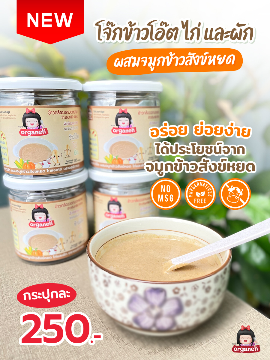 ออร์กาเนะโจ๊กข้าวโอ๊ต ไก่ และผัก