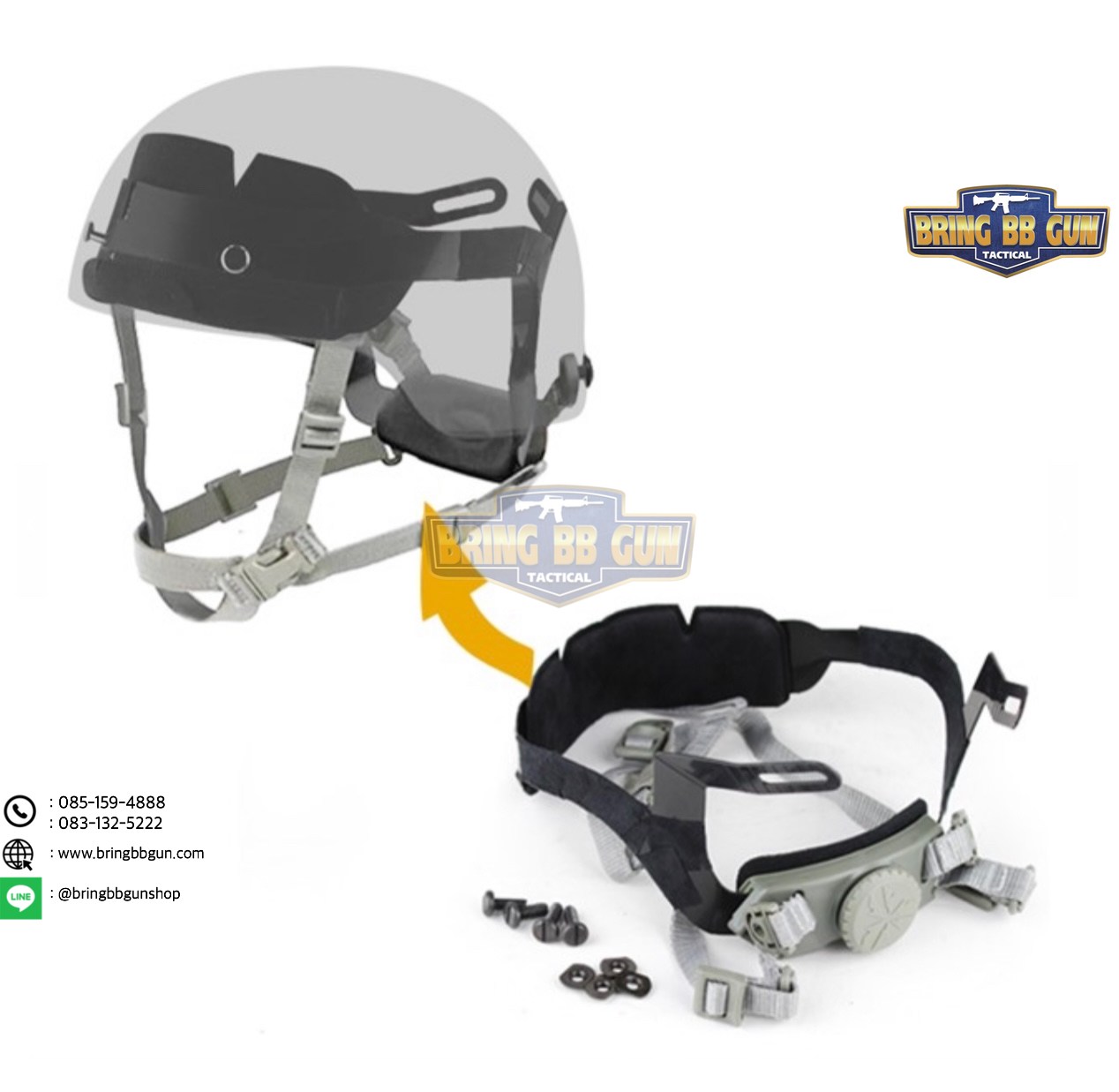 ชุดสายรัดคางปรับท้ายทอยได้ (Cingulate System For Head Locking) ชุดสายรัดคาง แบบปรับขนาดได้ (Helmet Adjustable Strap)