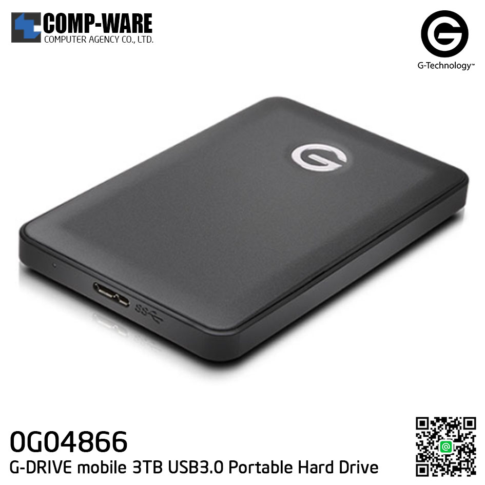 G-Technology G-DRIVE mobile USB3.0 3TB 5400RPM Portable Hard Drive Black - 0G04866