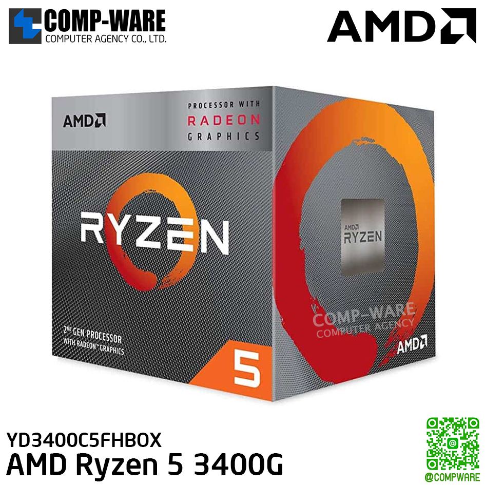 AMD Ryzen 5 3400G, wiith Wraith Spire Cooler, CPU Processor, 3Y Warranty, YD3400C5FHBOX