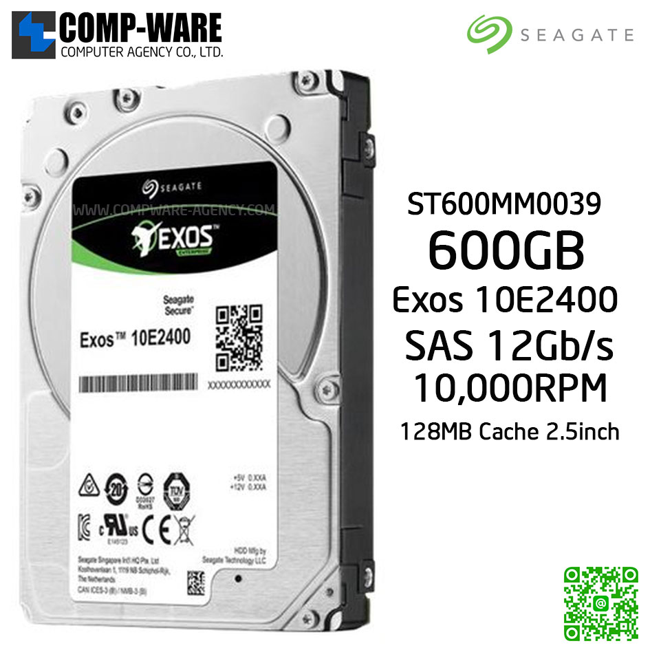 Seagate Exos 10E2400 600GB 10,000RPM 128MB Cache SAS 12Gb/s 2.5 Inch 512N SED HDD Enterprise, 5 Years warranty - ST600MM0039