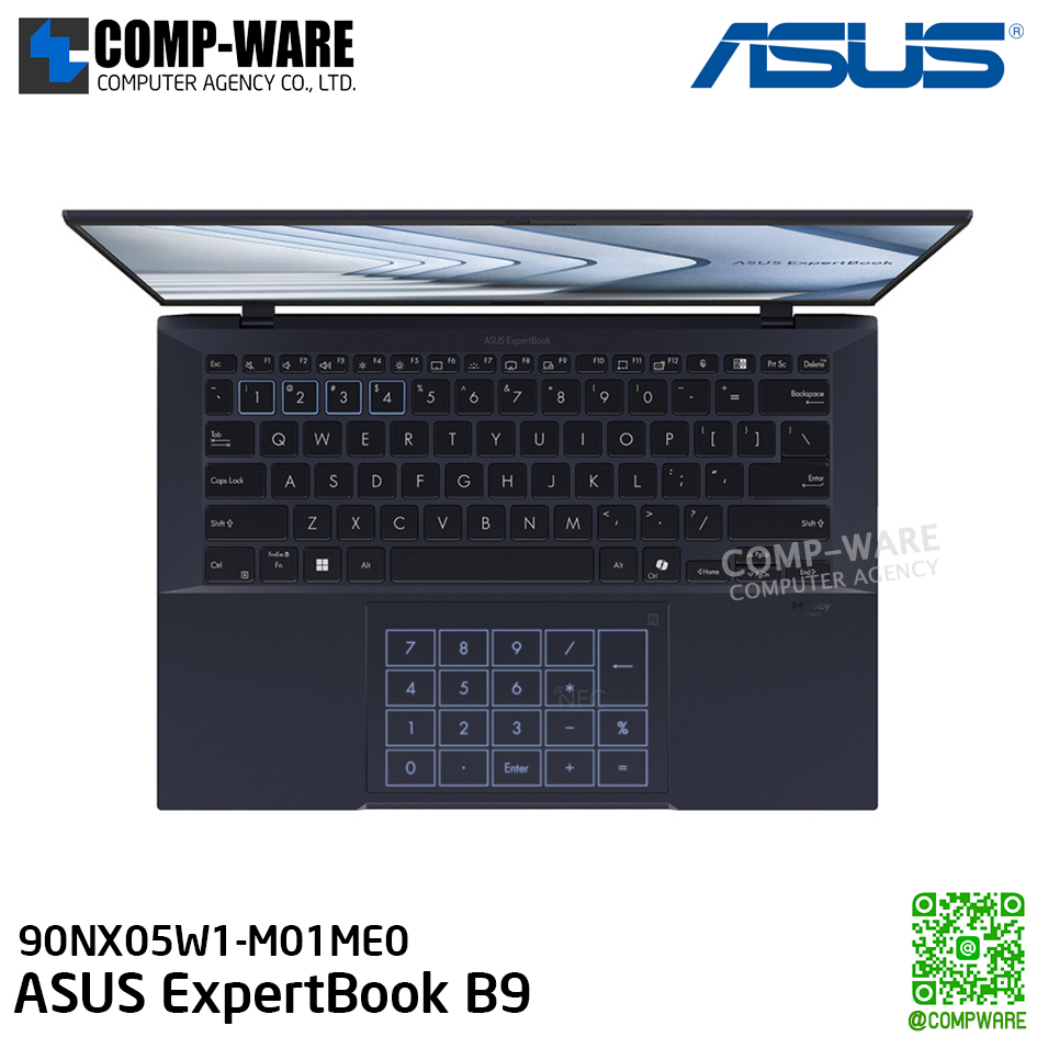 ASUS ExpertBook B9 / 14-inch / Intel Core I7-150U / 16GB / 1TB PCIe / Intel Graphic / Windows 11 Pro / B9403CVAR-KM1211X / 90NX05W1-M01ME0 / 3Y Warranty