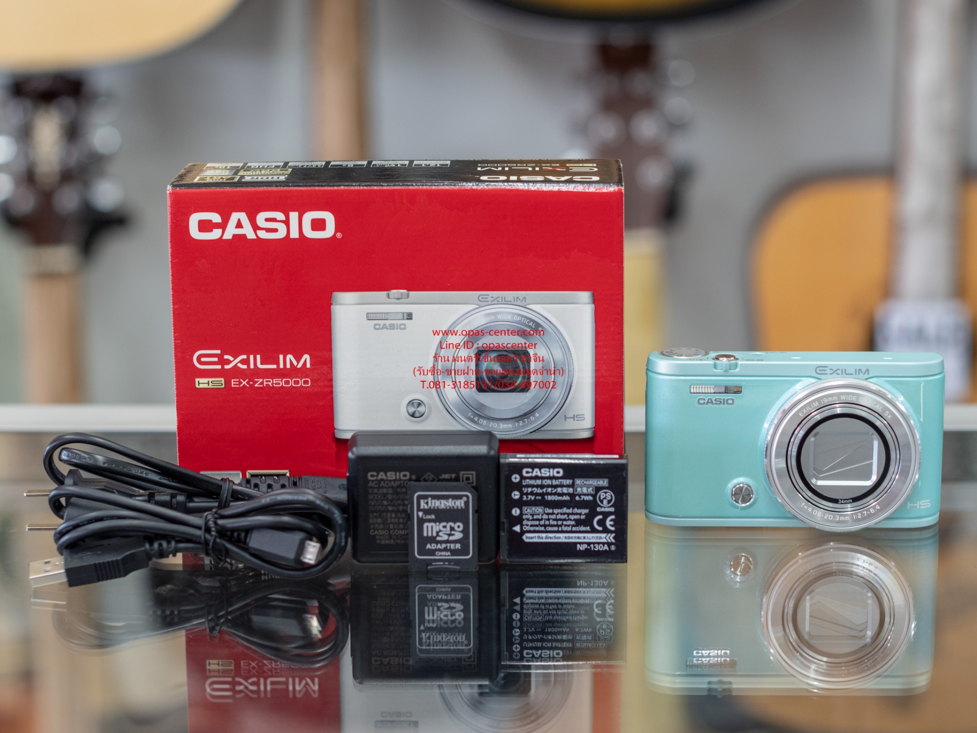 กล้องฟรุ้งฟริ้ง Casio ZR5000 สีเขียวมินท์ ต่อ Wifi สภาพใหม่ มีกล่อง ที่ชาร์ท เมม 8 GB