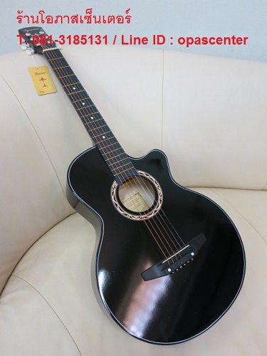 กีต้าร์โปร่งเว้า 38 นิ้ว Lanjian ของใหม่ สีดำ ขายถูก