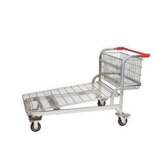 รถเข็นหนักสำหรับซุปเปอร์มาร์เก็ตรถเข็นขนาดใหญ่ รับน้ำหนัก 500 กิโลกรับ เหมือนห้างเเม็คโคร ล้อ PU สีดำ ถบรรทุกซุป