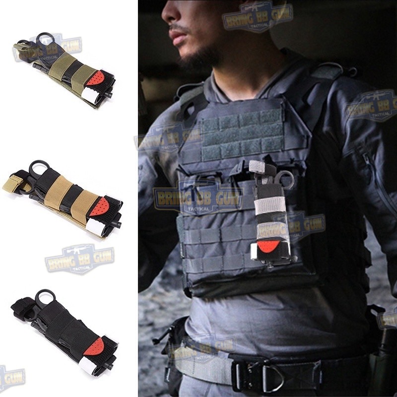 เพ้าผ้าใส่สายห้ามเลือด และ กรรไกรสนาม แบบเปลือย (ซองผ้าใส่ทูนิเก้+กรรไกรสนาม)