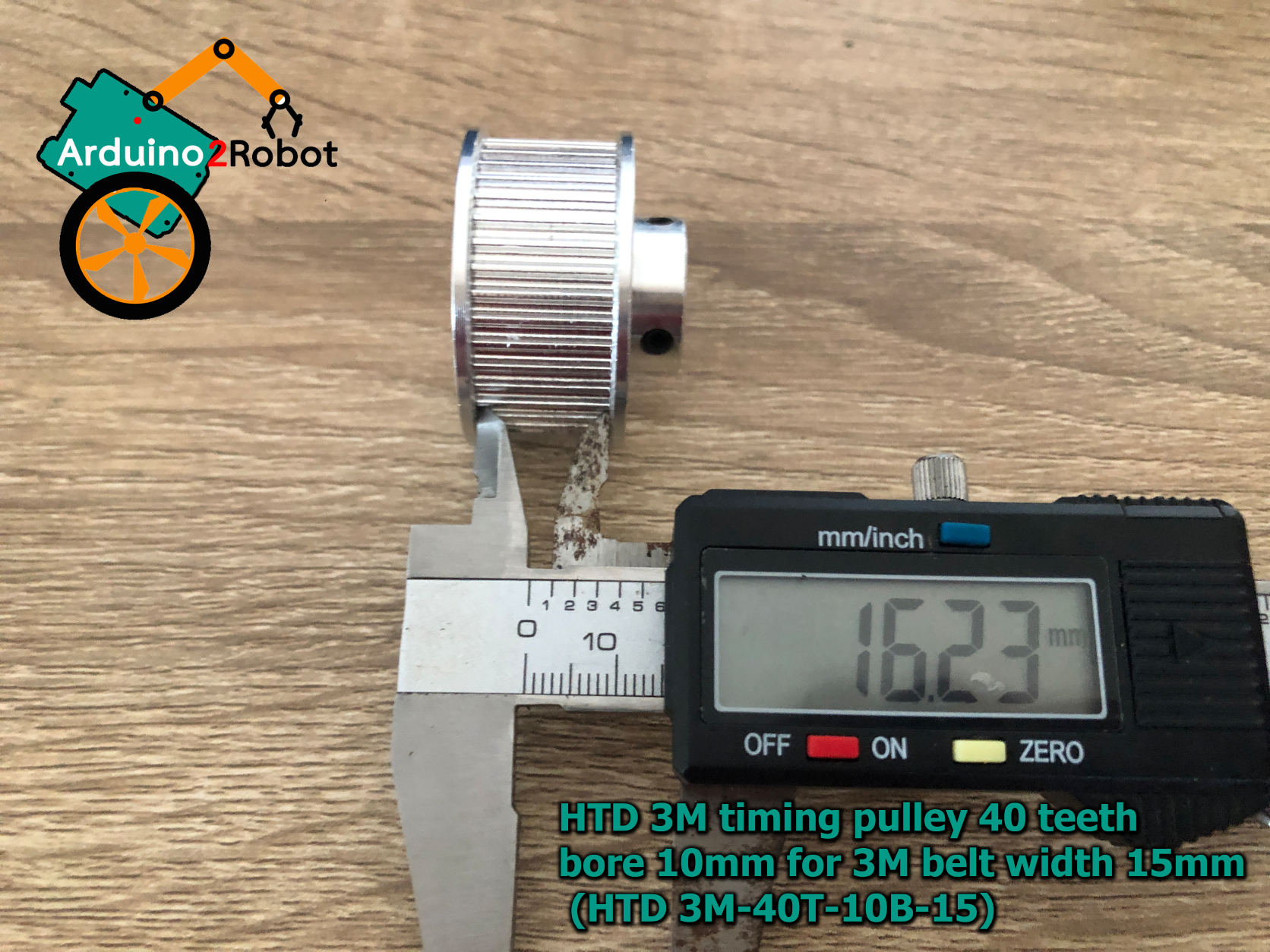 HTD 3M timing pulley 40 teeth bore 10mm สำหรับสายพาน 3M belt width 15mm (HTD 3M-40T-10B-15)