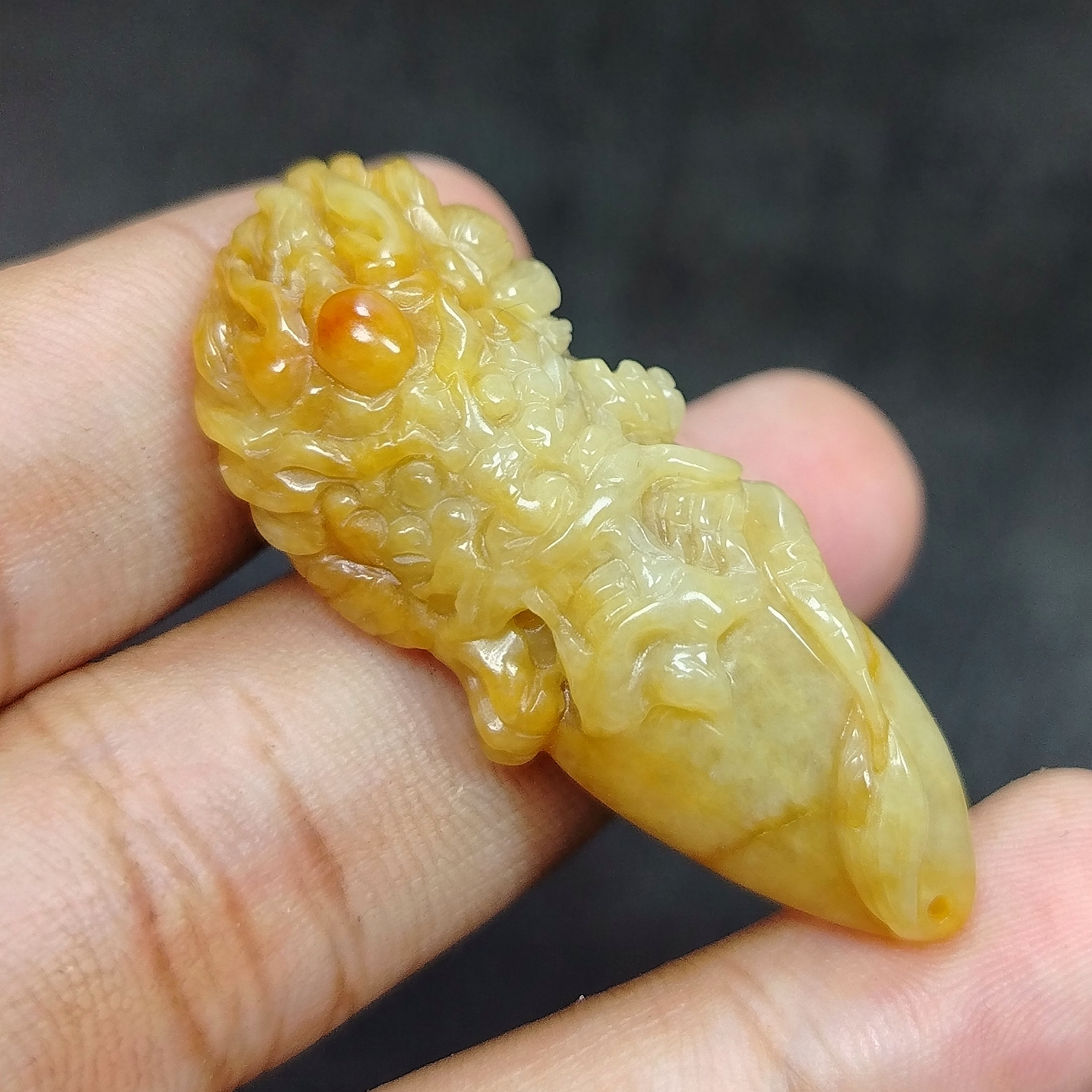 [00612]เลสข้อมือมังกรหยกน้ำผึ้งพม่า