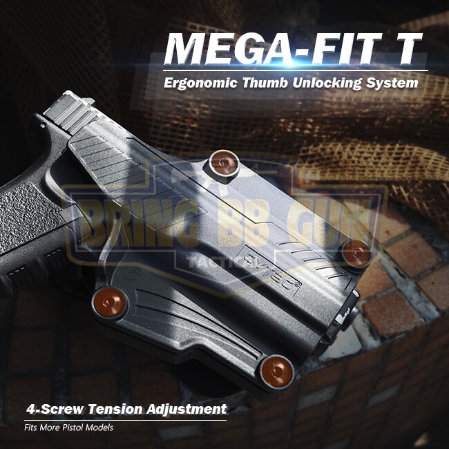 ซองปืนพกนอกปลดนิ้วโป้ง Universal ยี่ห้อ Cytac รุ่น Mega-Fit T Holster (Cytac Mega-Fit T Holster) (Thumb Release Button Holster) (ซองปืนพกนอกใส่ปืนได้หลายรุ่น)
